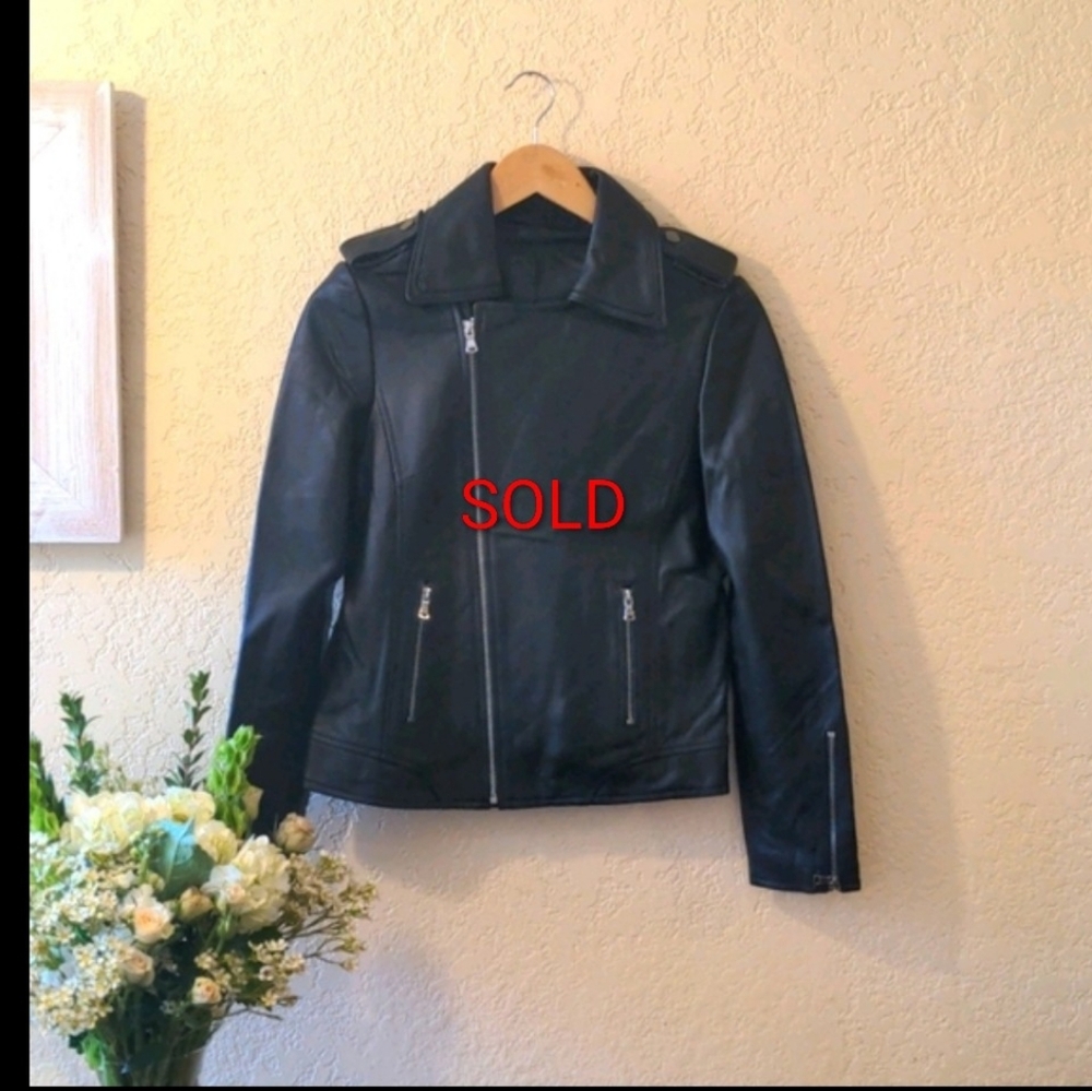 🔴SOLD🔴 Genuine lamb leather jacket, size S/2-4, NWOT